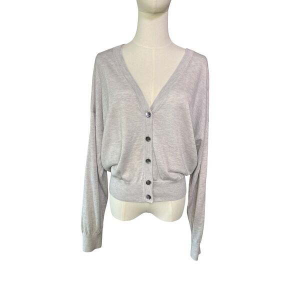 J.Crew Silk Cashmere Blend Button Front Cardigan Sweater Gray Large - Picture 1 of 8